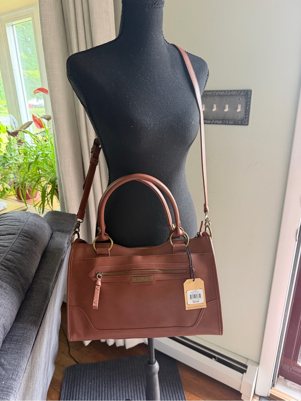 FRYE AND CO Brown Leather Satchel Detachable Strap/Crossbody